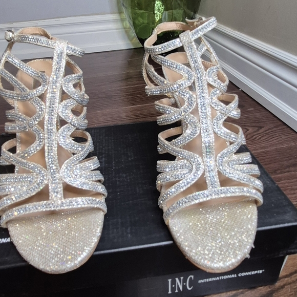 INC International Concepts Women's Silver Strappy Heels - Picture 9 of 13